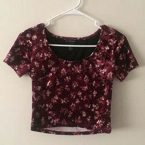 forever 21 floral velour crop top